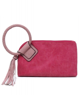 Fashion Cuff Handle Tassel Wristlet Clutch BP204 HOT PINK